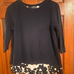 The Limited Black Knit Top with Floral Design